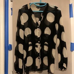 ECI Black and Cream Polka Dot Blouse